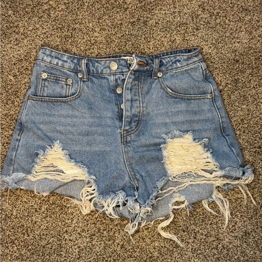 Signature8 Blue Jean Shorts High-Waisted Distressed